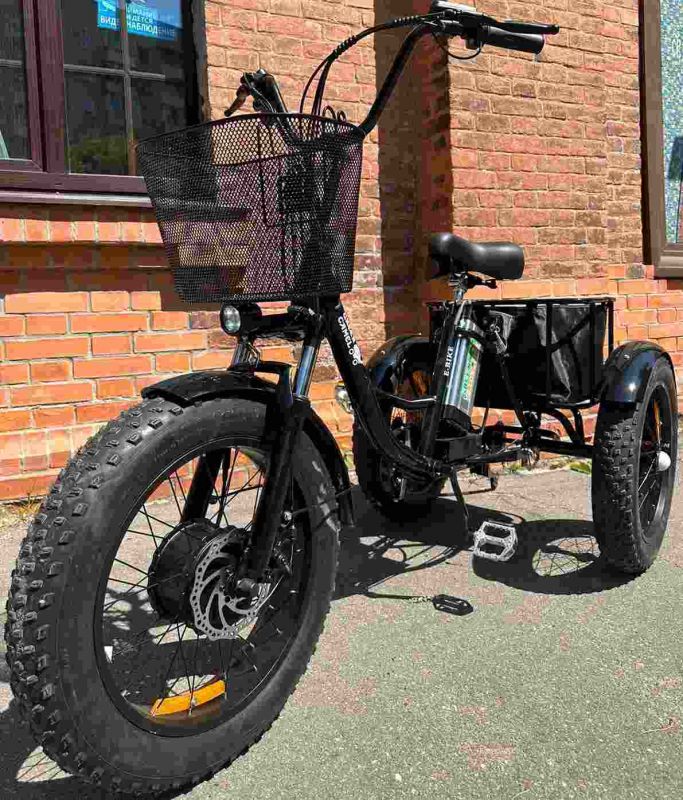 Трехколесный электровелосипед Fat Trike T PRO с корзиной и гидроизоляцией